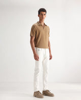 Men's White Casual Slim Fit Solid Jeans