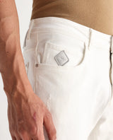 Men's White Casual Slim Fit Solid Jeans
