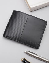 Men's Black Textured Leather Two Fold Wallet