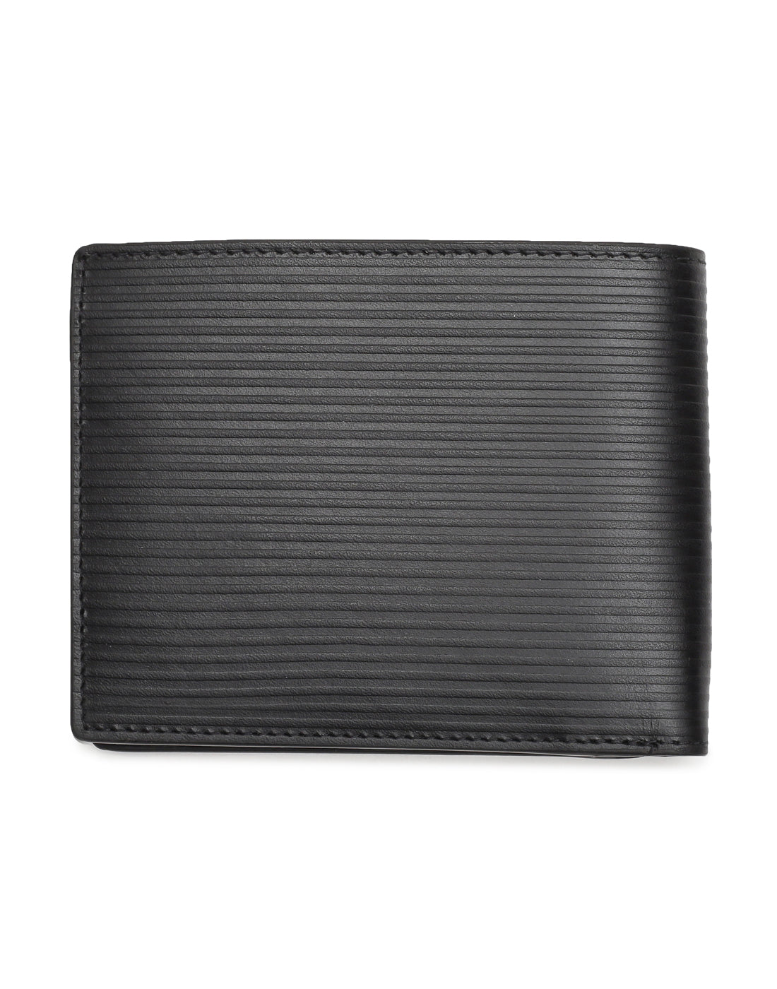 Men's Black Textured Leather Two Fold Wallet