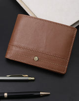 Men's Brown Leather Textured Two Fold Wallet