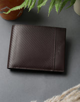 Men's Brown Stripped Leather Two Fold Wallet