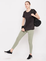 Women's Black Polyester Half Sleeves Tshirt