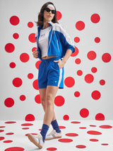 Women's Royal Blue Casual Colorblocked Full Sleeves Jacket