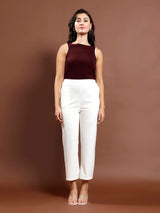 Women's Red Casual Regular Fit Embellished Sleeveless Top