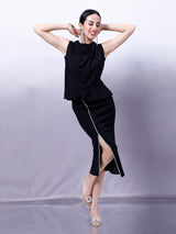 Women's Black Casual Regular Fit Solid Sleeveless Top