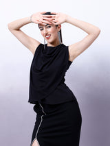 Women's Black Casual Regular Fit Solid Sleeveless Top