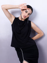 Women's Black Casual Regular Fit Solid Sleeveless Top