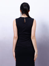 Women's Black Casual Regular Fit Solid Sleeveless Top