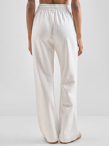 Women's White Casual Textured Relaxed Fit Trackpant