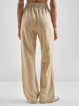 Women's Beige Casual Solid High-Rise Regular Fit Trouser