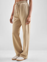 Women's Beige Casual Solid High-Rise Regular Fit Trouser