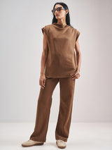 Women's Brown Casual Relaxed Fit High-Rise Trouser