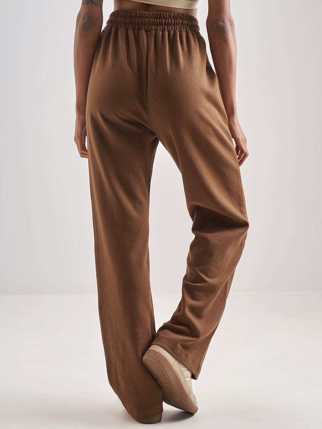 Women's Brown Casual Relaxed Fit High-Rise Trouser