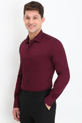 Men's Maroon Formal Full Sleeves Solid Shirt
