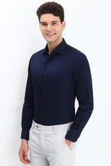 Men's Navy Formal Full Sleeves Solid Shirt
