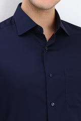 Men's Navy Formal Full Sleeves Solid Shirt