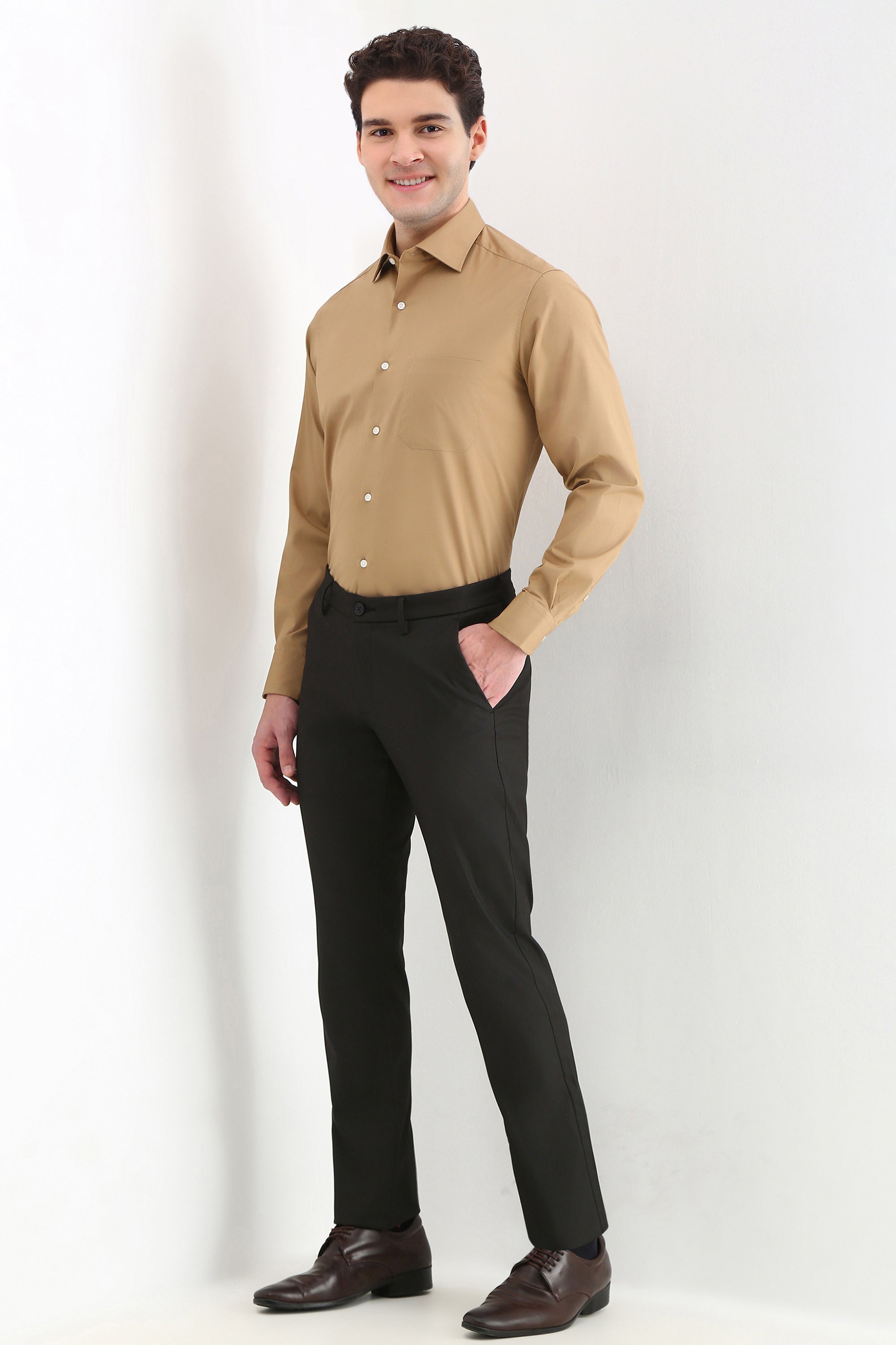 Men's Tan Formal Full Sleeves Shirt