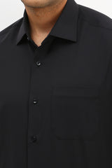 Men's Black Formal Full Sleeves Solid Shirt