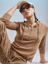 Women's Brown Casual Printed Regular Fit Full Sleeves Top