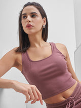 Women's Purple Casual Printed Regular Fit Sleeveless Top