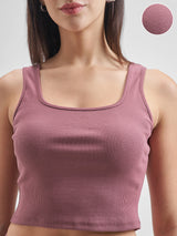 Women's Purple Casual Printed Regular Fit Sleeveless Top