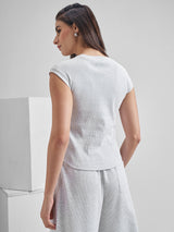 Women's Grey Casual Printed Slim Fit Sleeveless Top