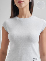 Women's Grey Casual Printed Slim Fit Sleeveless Top