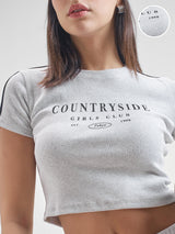 Women's Grey Casual Printed Regular Fit Half Sleeves Top