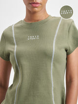 Women's Green Casual Printed Regular Fit Half Sleeves Top
