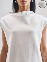 Women's White Casual Solid Sleeveless Top