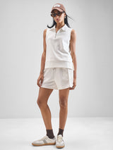Women's White Casual Self-Design Sleeveless Top