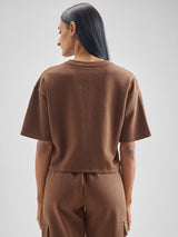 Women's Brown Casual Self-Design Sleeveless Top