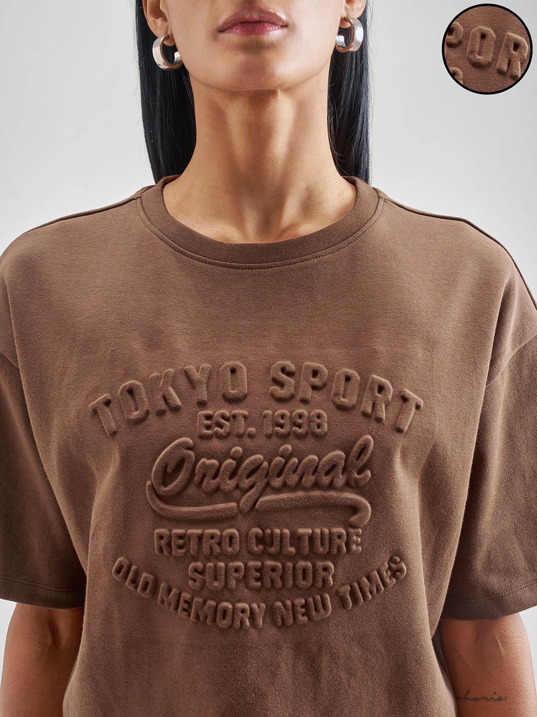 Women's Brown Casual Self-Design Sleeveless Top