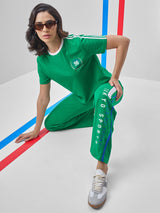 Women's Green Casual Printed Oversized Fit Half Sleeves Tshirt