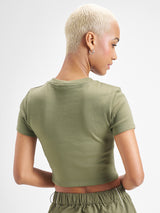Women's Green Casual Printed Regular Fit Half Sleeves Tshirt