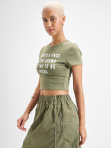 Women's Green Casual Printed Regular Fit Half Sleeves Tshirt