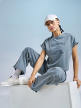 Women's Blue Casual Printed Regular Fit Half Sleeves Tshirt