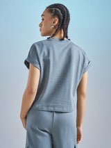 Women's Blue Casual Printed Regular Fit Half Sleeves Tshirt