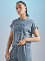 Women's Blue Casual Printed Regular Fit Half Sleeves Tshirt