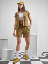 Women's Brown Casual Solid Regular Fit Shorts