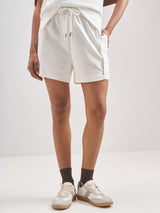 Women's White Casual High-Rise Shorts