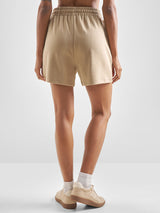 Women's Beige Casual High-Rise Shorts