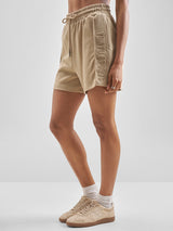 Women's Beige Casual High-Rise Shorts