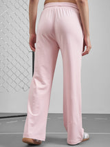 Women's Pink Casual Typography Printed High-Rise Trackpant
