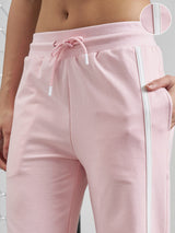 Women's Pink Casual Typography Printed High-Rise Trackpant