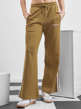 Women's Brown Casual Side Stripes Relaxed Fit Trackpant
