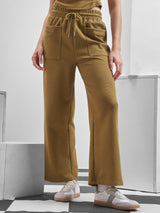 Women's Brown Casual Solid Relaxed Fit Trackpant