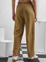 Women's Brown Casual Solid Relaxed Fit Trackpant