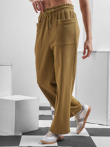 Women's Brown Casual Solid Relaxed Fit Trackpant